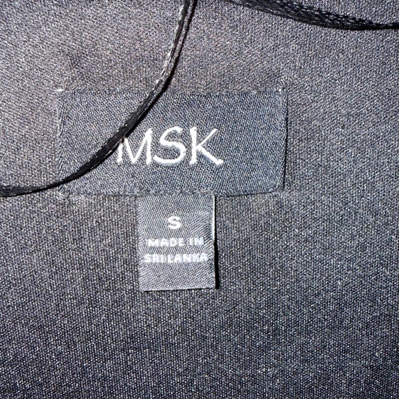 MSK Womens S Black Velvet Faux Wrap Ankle Length Long Sleeve Sash Belt Dress NWT - Picture 6 of 9